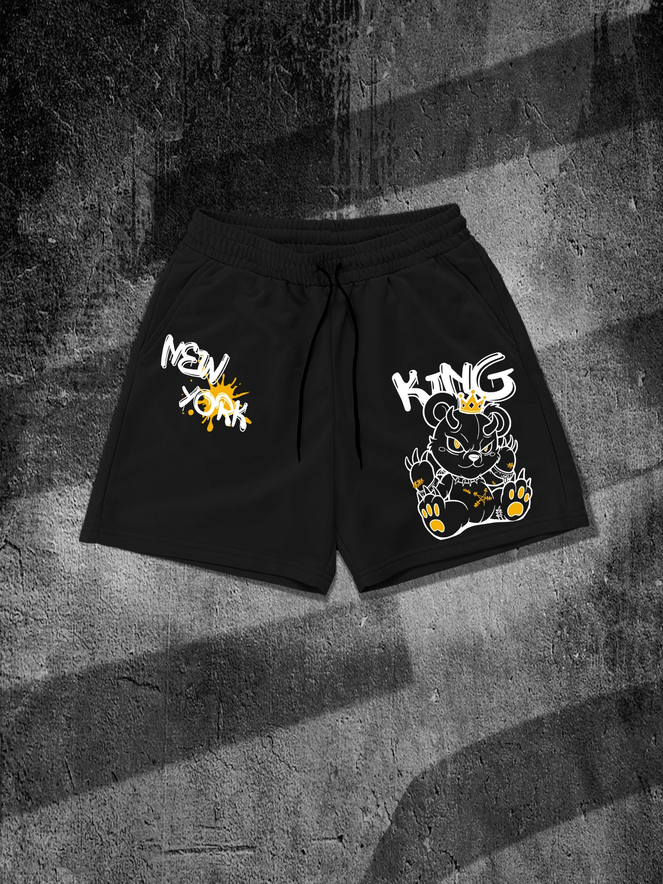 

Men's New York King Devil Bear Graphic Shorts Hip Hop Streetwear Drawstring Quick Dry Summer Casual Sports Short Pants