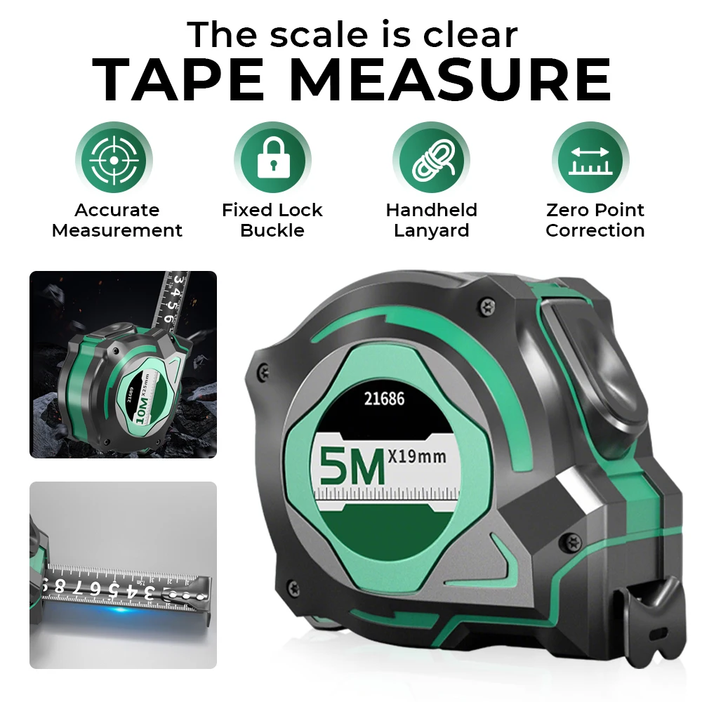 

3m/5m/7m/10m Self Locking Steel Tape Measure Hardened Wear-Resistant Tape Measure High-Precision Slash-Proof Tape Measure Tools