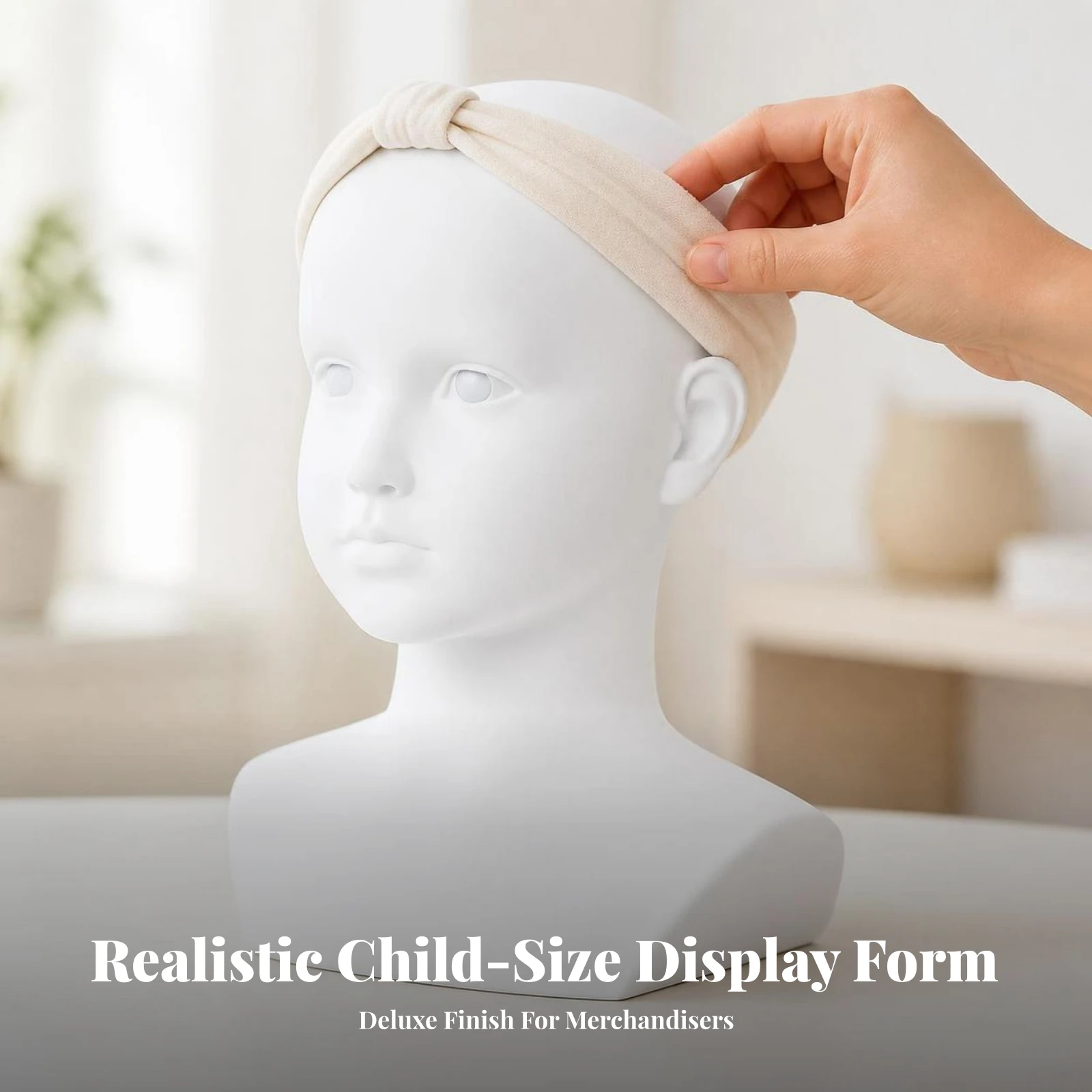 Child Mannequin Head Stable Hairpiece Display Head Hat Display Stand Lightweight Lifelike for Boutiques, Shop Showcases