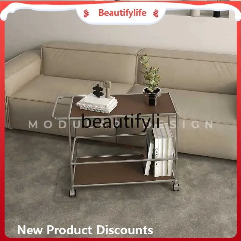 B567 Living room simple double-layer Nordic rectangular movable can be customized multi-color trolley
