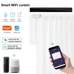 Op Zonne-Energie Aangedreven Tuya Zigbee Smart Home Elektrische Gordijnondersteuning Alexa Google Voice Remote Motor Maatwerk Track Grootte 4000ma