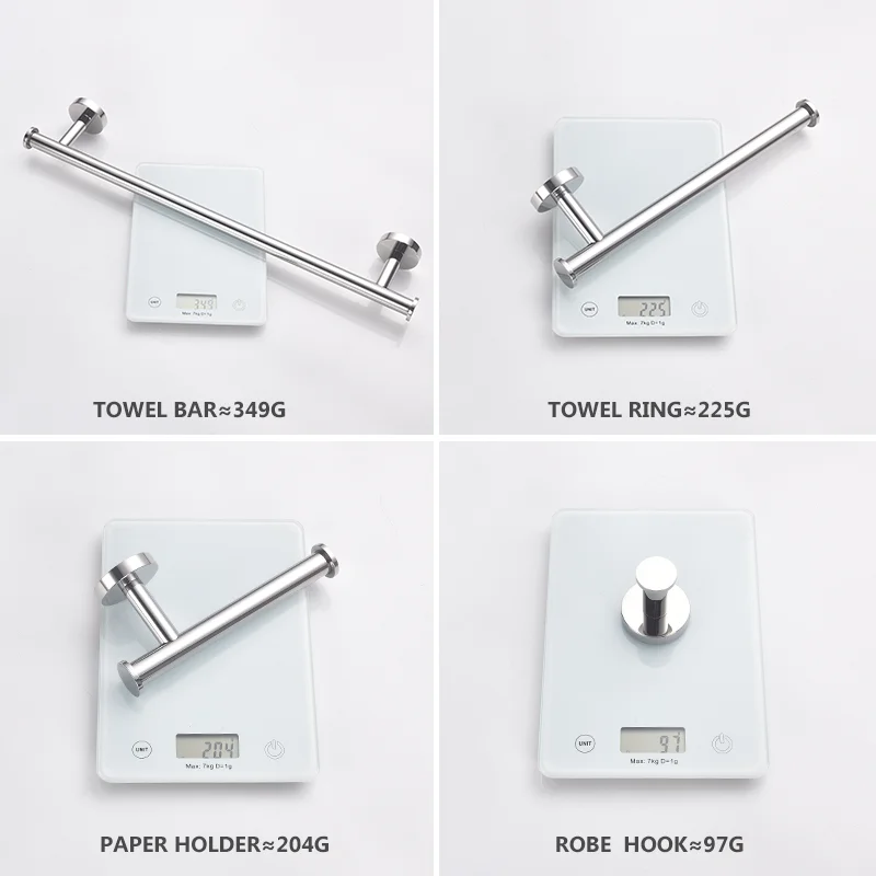 304Stainless Steel With Hook Towel Bar Wall Mount Bathroom Accessories Set Toilet Paper Holder Hand Towel Coat Robe Hook Hanger