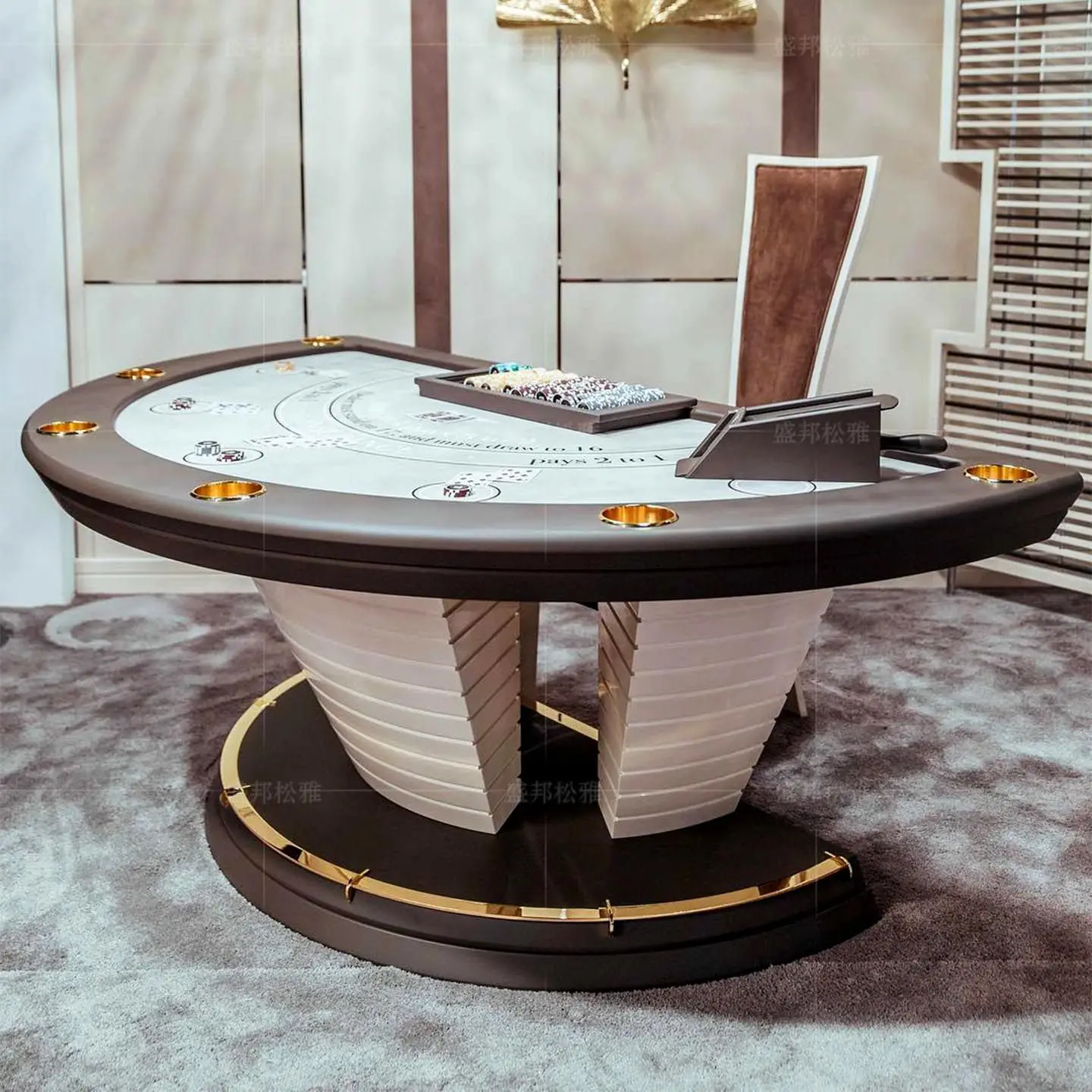 Club Multiplayer Entertainment Chips Premium Sense Villa Solid Wood Semicircular Chess and Card Table