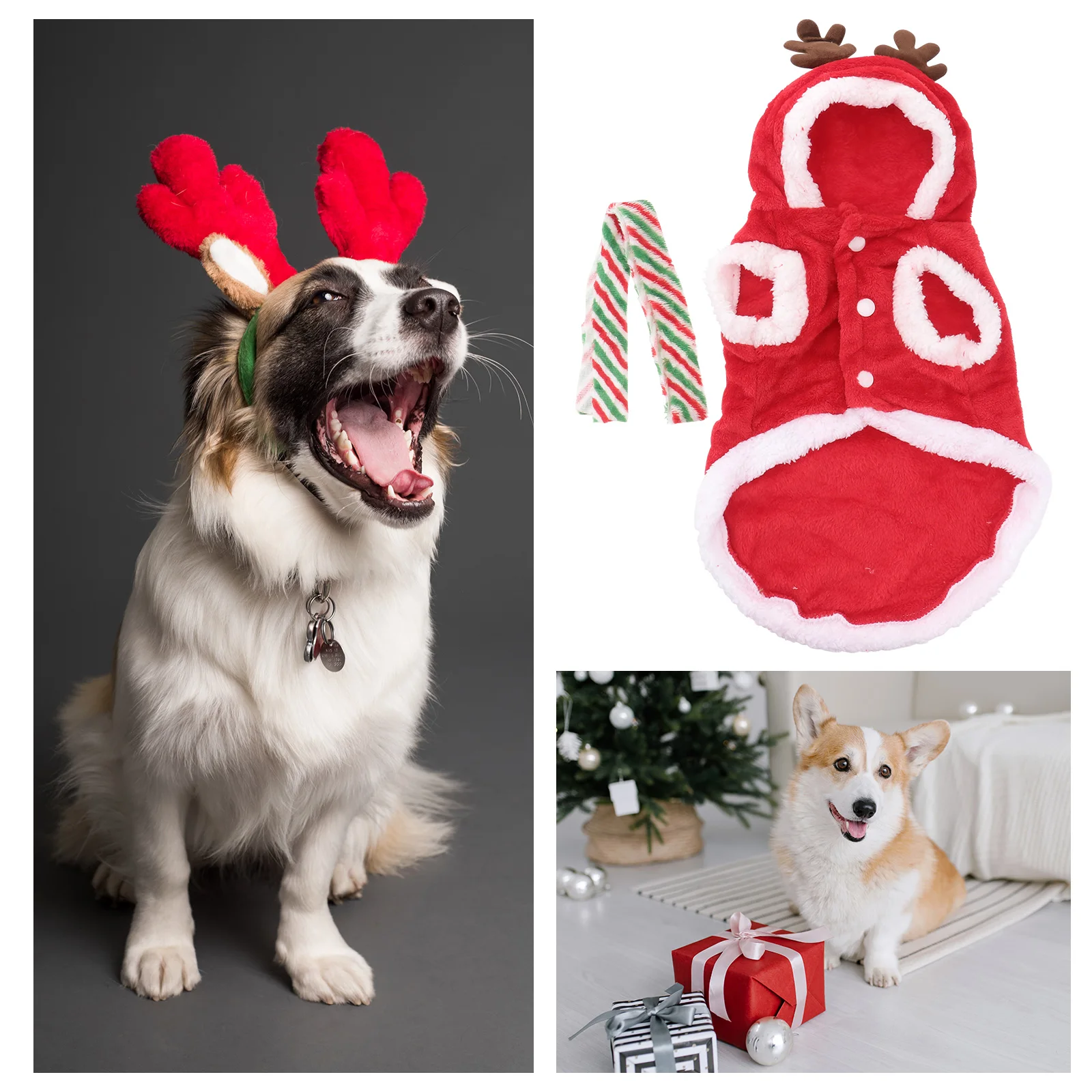 

Dog Sweaters for Large Dogs Flannel Antler Suit Costumes Christmas Pet Clothing Clothes