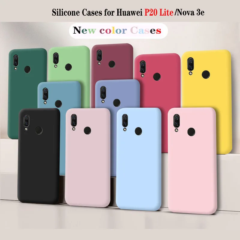 For Huawei P20 Lite Case Fundas Original Case Huawei P20 Lite Nova 3e Shockproof TPU Liquid Silicone Protective Phone Back Cover