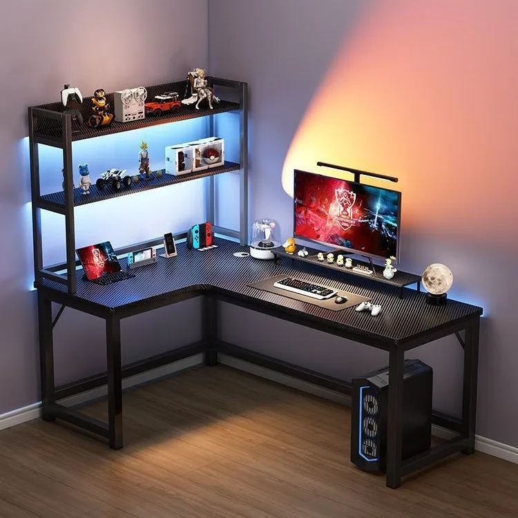 Corner computer desk e-sports double desktop home corner bookshelf combination bedroom