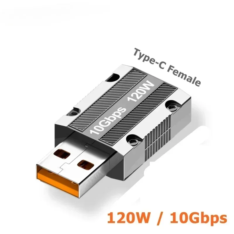 USB A to USB Type C Adapter Male USB 3.2 to Female Type C 120W Super Fast Charging 10Gbps High-speed Transmission for PC Tablet