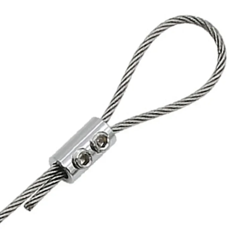 5/10/20Pcs Steel Wire Rope Buckle Clamp Double Hole Thread Locker Adjustable Telescopic Fix Clip Hardware Fastening Accessories