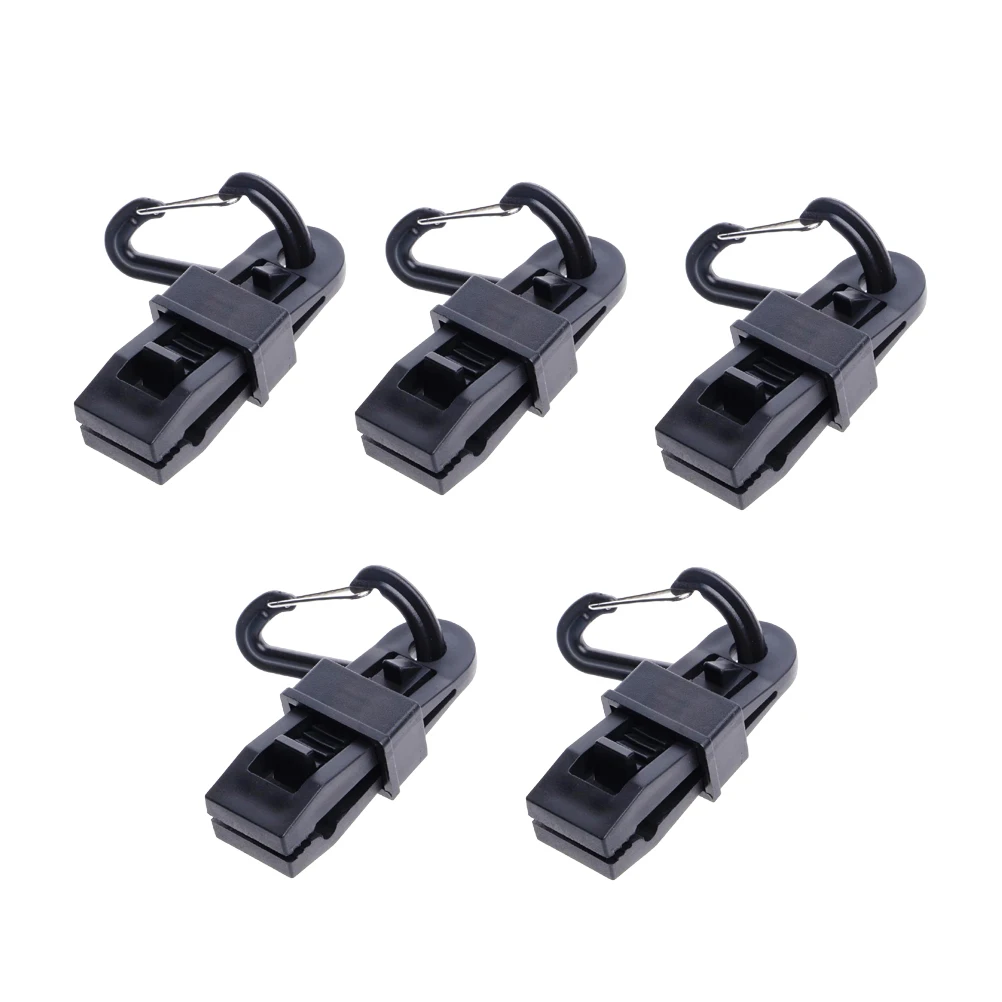 

5 pcs Plastic Clamps Tarp D Ring Adjustable Grip Ropes Tensioners Tent Snaps Clamps Sail Fixer Outdoor Accessories