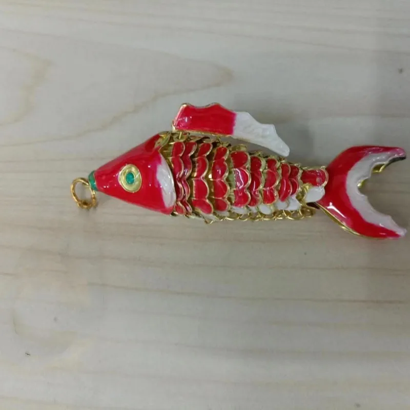 Enamel Lucky Large 3.54 inch Koi Fish Charms, DIY Jewelry Accessories, Vivid Swing Cloisonne Hanging Decor, Goldfish Pendants view 3