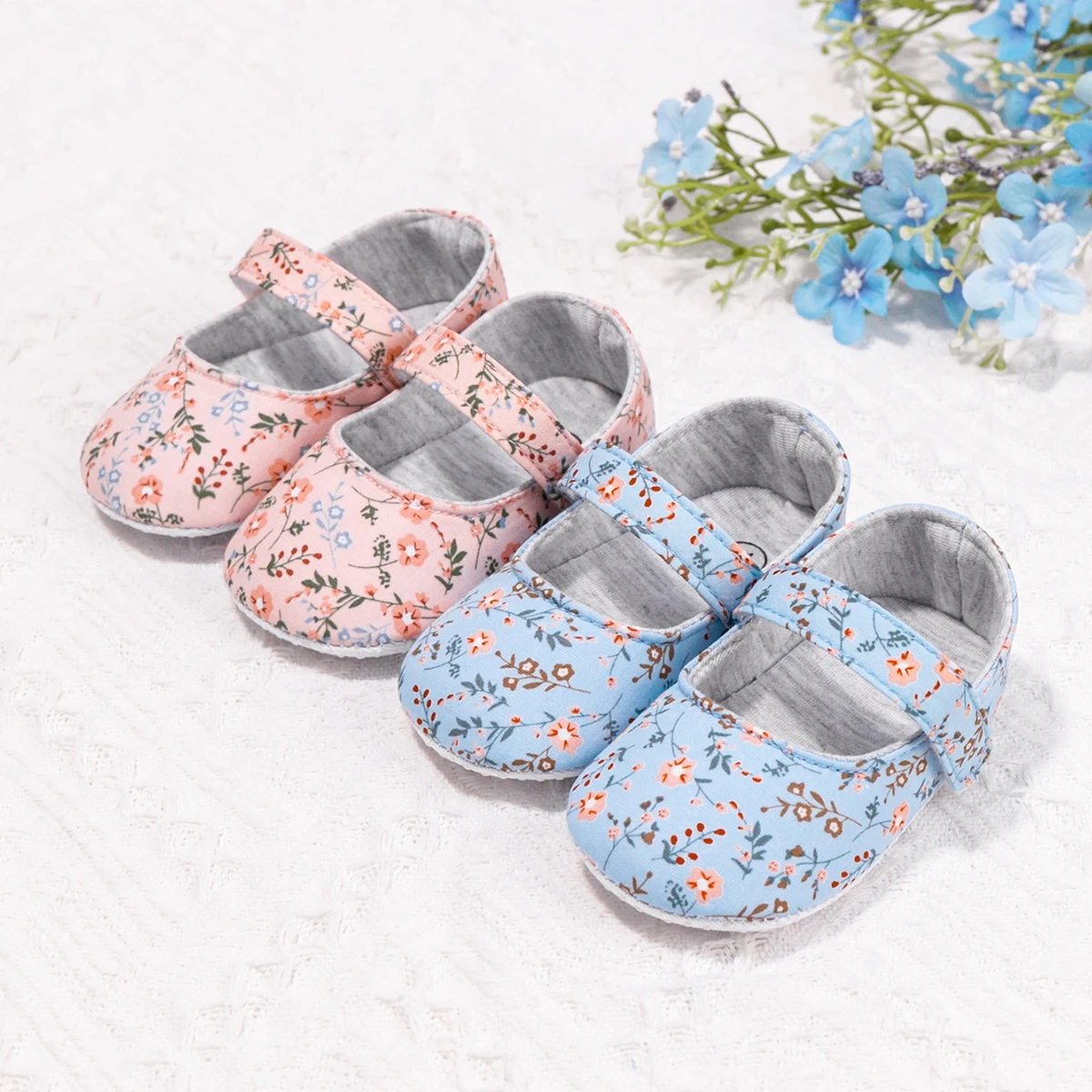 Sapatos Prewalkers de algodão para bebê recém-nascido, sola antiderrapante macia, lona floral, sapatos de princesa para bebê, 0 a 18M, novo, 2024