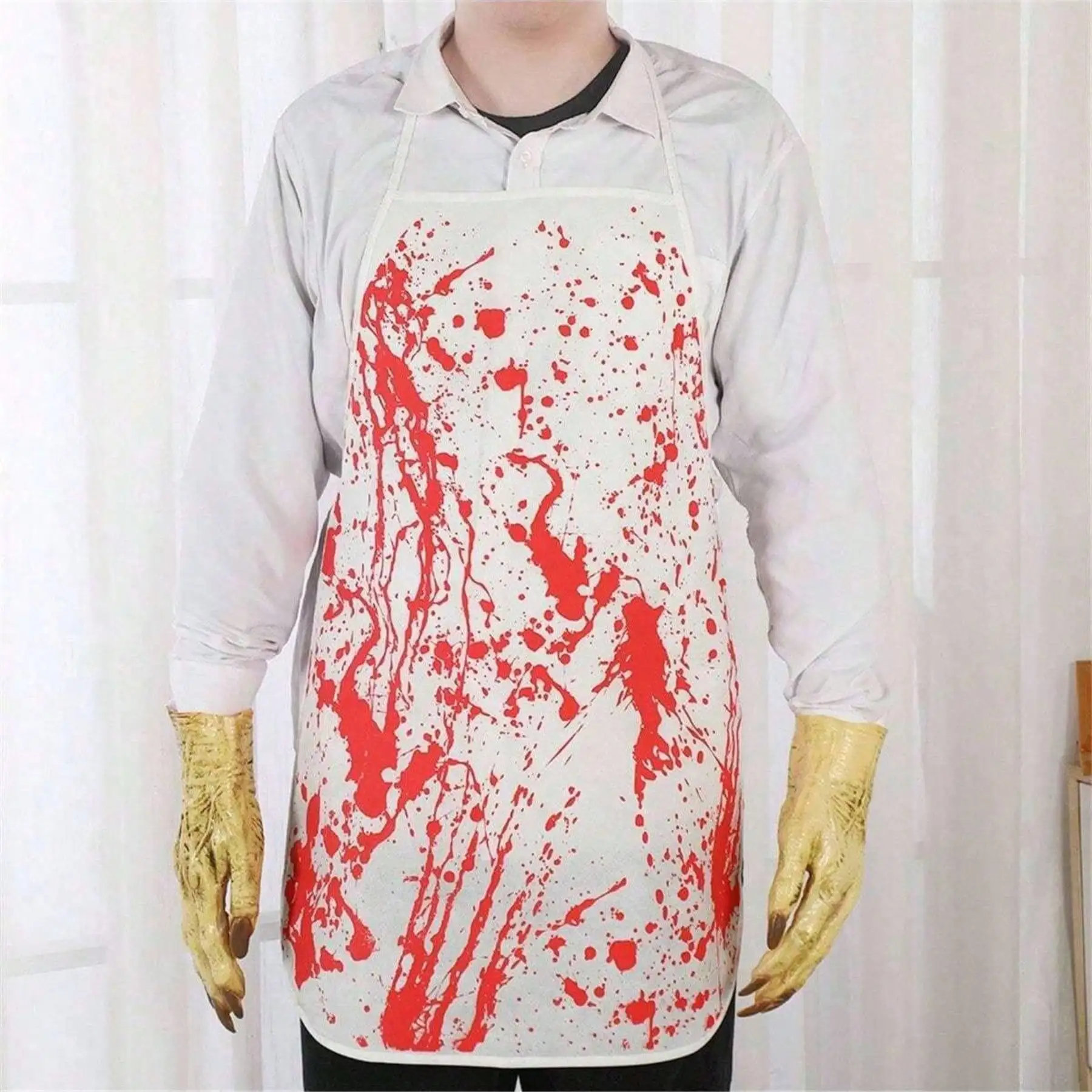 1PC Disfraz de terror para el Festival de los Fantasmas, parodia transfronteriza de Halloween con delantal de sangre, delantal de simulación de sangre de carnicero sangriento para cosplay