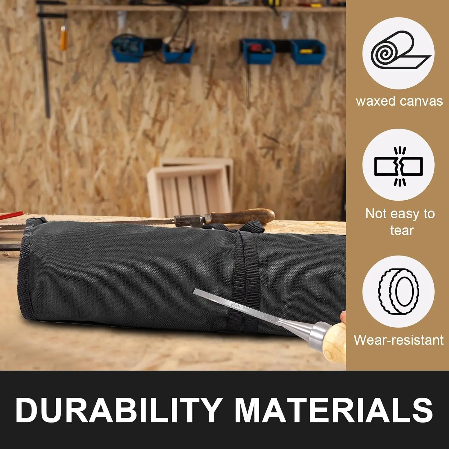 Wrench Organizer,Tool Roll Pouch – 16-Pocket Waterproof Oxford Cloth Wrench Roll Organizer