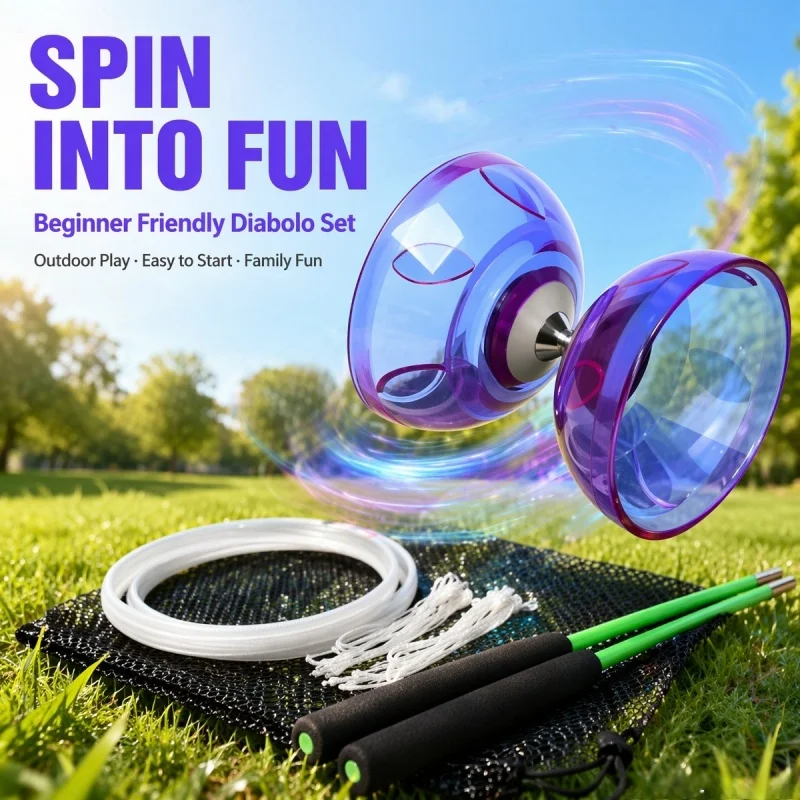 Diabolo portátil chinês, conjunto de yoyo, equipamento de fitness portátil para adultos, crianças, idosos, exercícios de agilidade ao ar livre e em ambientes internos