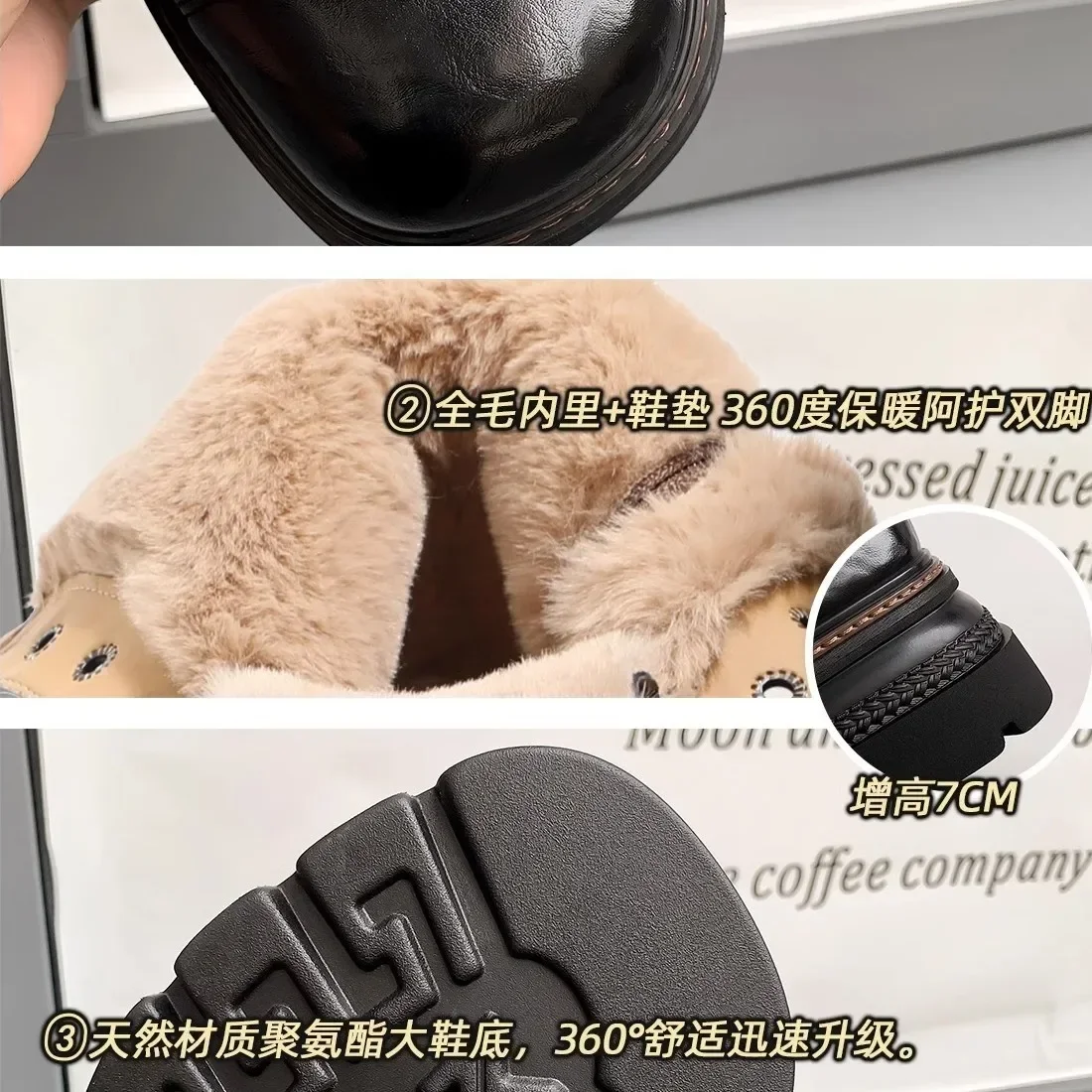 أحذية الشتاء النسائية الدافئة القطيفة مريحة الارتفاع زيادة منصة أحذية الثلوج في الهواء الطلق الدانتيل يصل أحذية قصيرة البني مقاوم للماء