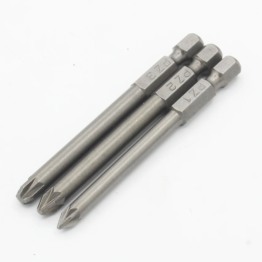 1Pc 100mm long PZ1 PZ2 PZ3 Screwdriver Bits Magnetic Pozidriv Screwdriver head 1/4