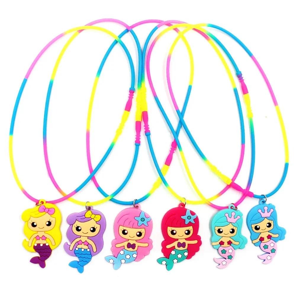 Meerjungfrauen-Party Cartoon-Meerjungfrau Silikon-Halskette Armband Ring Schlüsselanhänger für Mädchen Geburtstagsgeschenk Unterwasser-Party-Mitbringsel – Detail 4