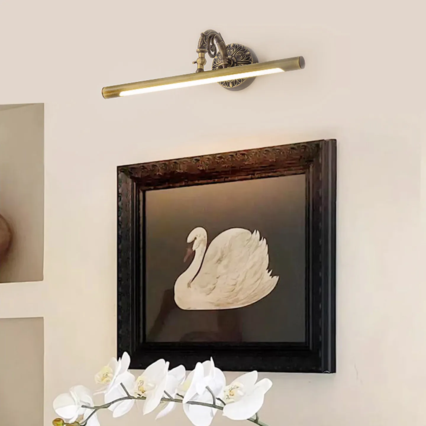 Brass LED Mirror Front Light Luxury Living Room Photo Wall Lamp Bathroom Mirror Cabinet Lights