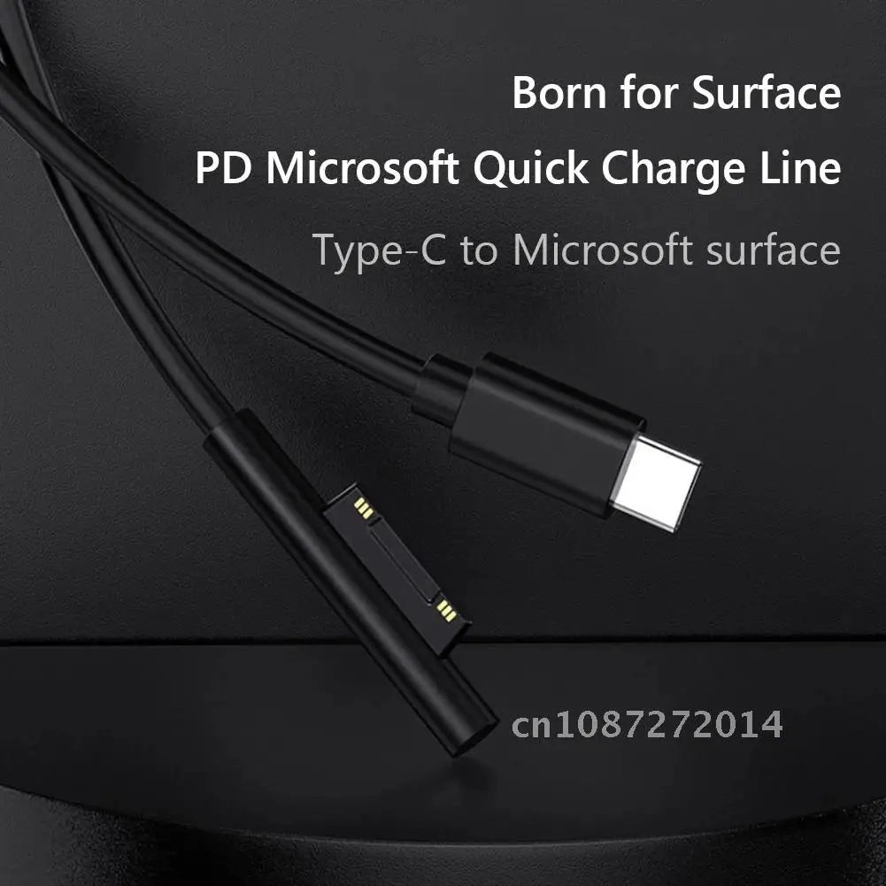 Power Supply Charger Adapter 65W 15V 3A PD Fast Charging Cable for Microsoft Surface Pro 7/6/5/4/3 Book/Book 2 1.5m USB Type C