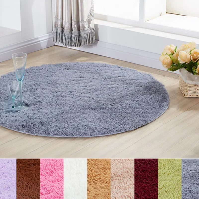 1Pcs Fluffy Rug Round Velvet Floor Carpets Living Room Decoration Home Area Mats Solid Long Plush Carpet Shaggy Rugs for Bedroom