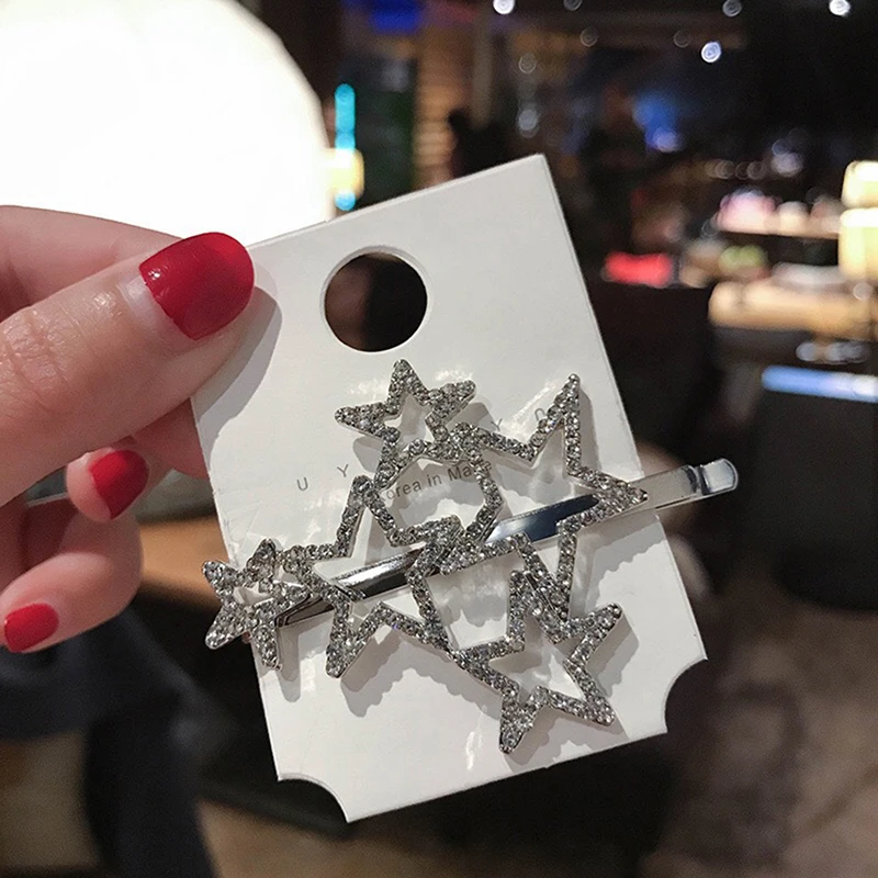 1 قطعة مشبك شعر على شكل نجمة حجر الراين مشبك الشعر المعدني مشبك شعر s باريت دبوس الشعر مجوهرات إكسسوارات الشعر للنساء فتاة التصميم