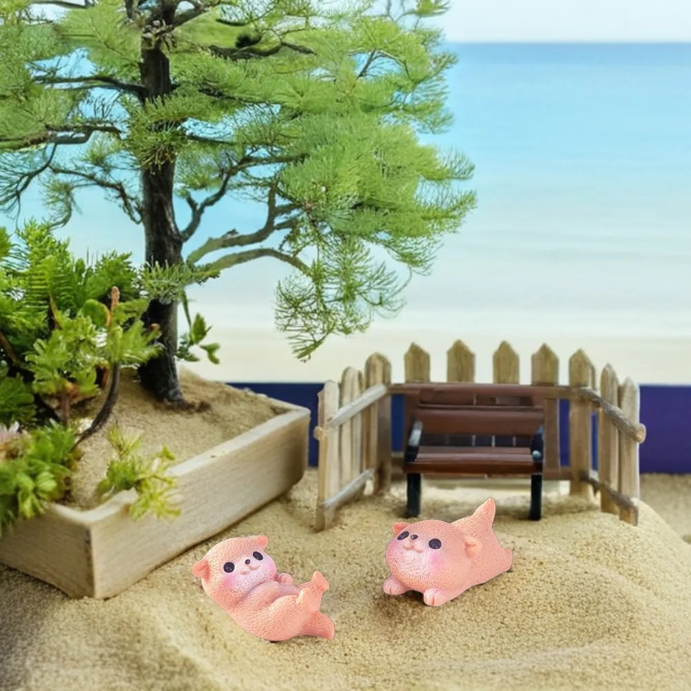 8Pcs Miniature Otter Resin Statues Whimsical Fairy Garden Decor for Moss Landscapes Indoor Outdoor Desk Nightstand Cake Toppers