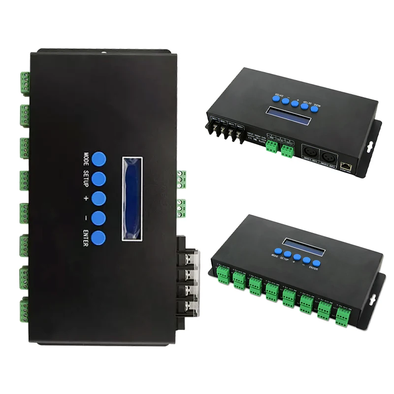 Art-Net Compatible Pixel Controller 16 SPI Outputs 3A/CH DC 5–24V for WS2812B SK6812 LED Strip Stage Lighting