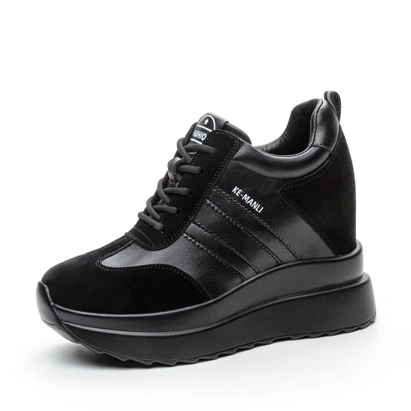 

2026 10CM New Platform Wedge Sneakers Chunky Shoes Genuine Leather for Women Summer Shoes Spring Autumn Walking Sneakers Fashion