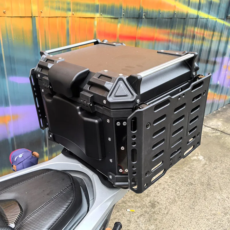 Motorcycle Travel Multifunctional Aluminum Alloy Tail Box Folding Bracket Version Trunk 45L Universal Quick Release Luggage Box