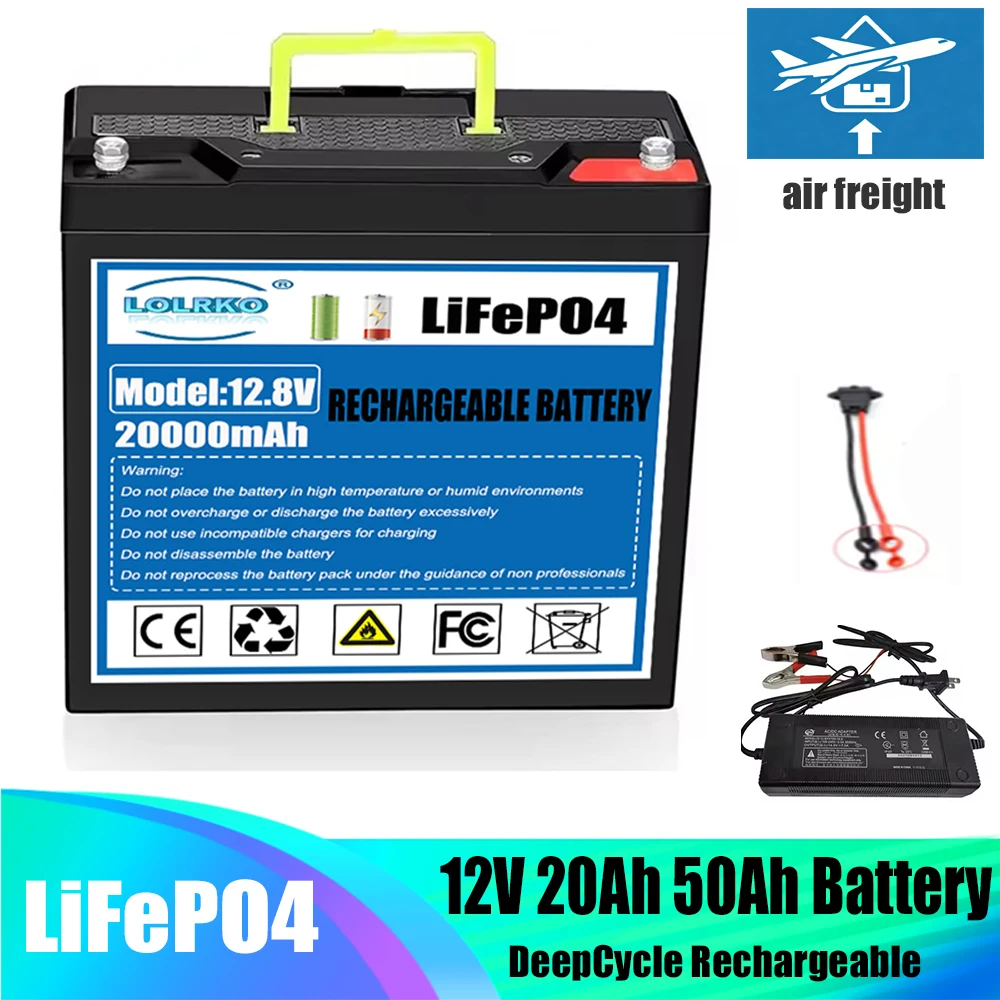 

2026 new 12V 50Ah Lithium Iron Phosphate Battery Built-in 20A BMS Lightweight Electric Portable Power LiFePO4 Battery Packs