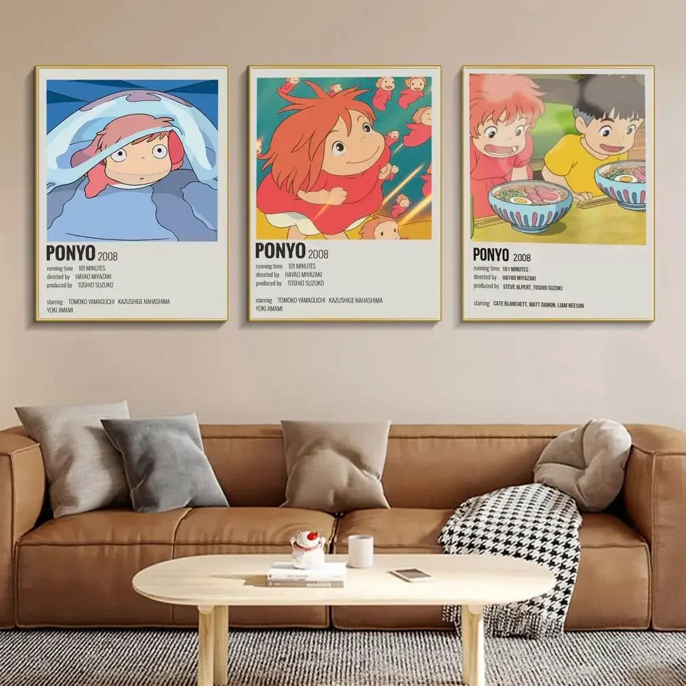 1PC Miyazaki Hayao Vintage Classic Anime Poster Paper Waterproof HD Sticker Bedroom Entrance Home Living Room Bar Wall Decor