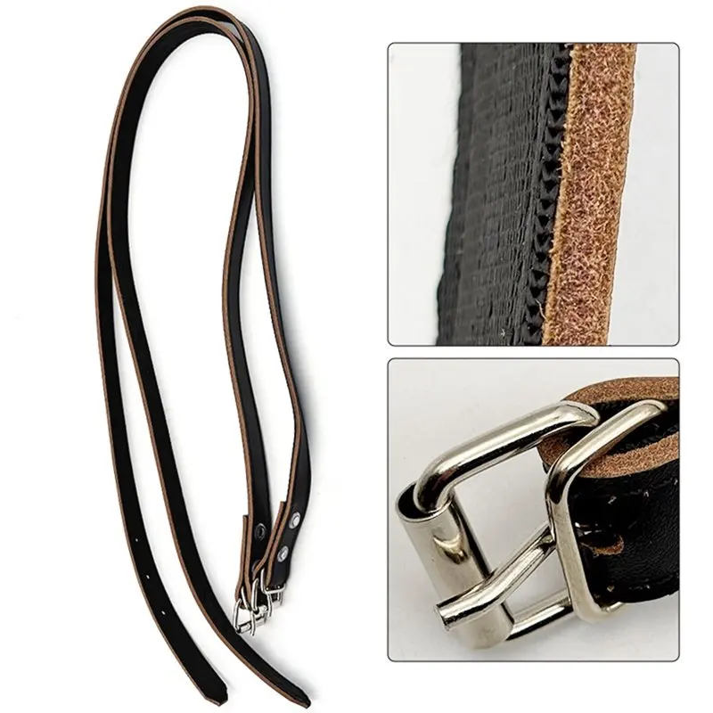 FSTE-Adjustable Double Leather Stirrup Leathers Wear-Resistant Non-Slip English Saddle Equestrian Accessories