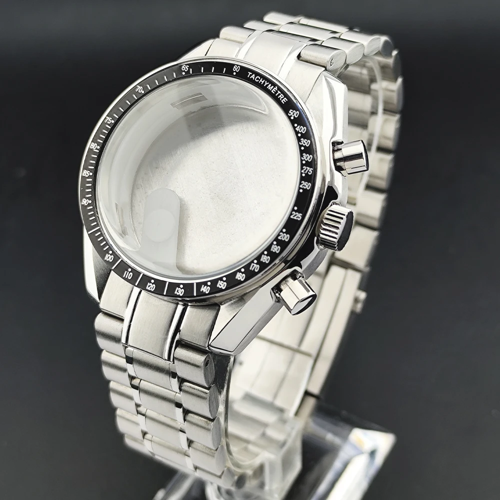 

Silver/Black 39.7mm Watch Metal Case FIT VK63 Quartz Movement Case 32.5mm Dial Watch Accessories fits for 20mm Strap Watch Box