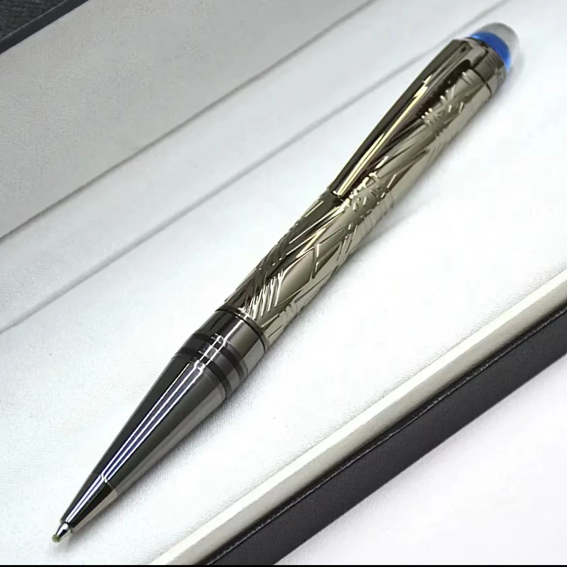 

Hotsale MB Blue Pen Metal Special Edition Writer Black Resin Chessboard Crystal Star Rollerball Gel Ballpoint Pen