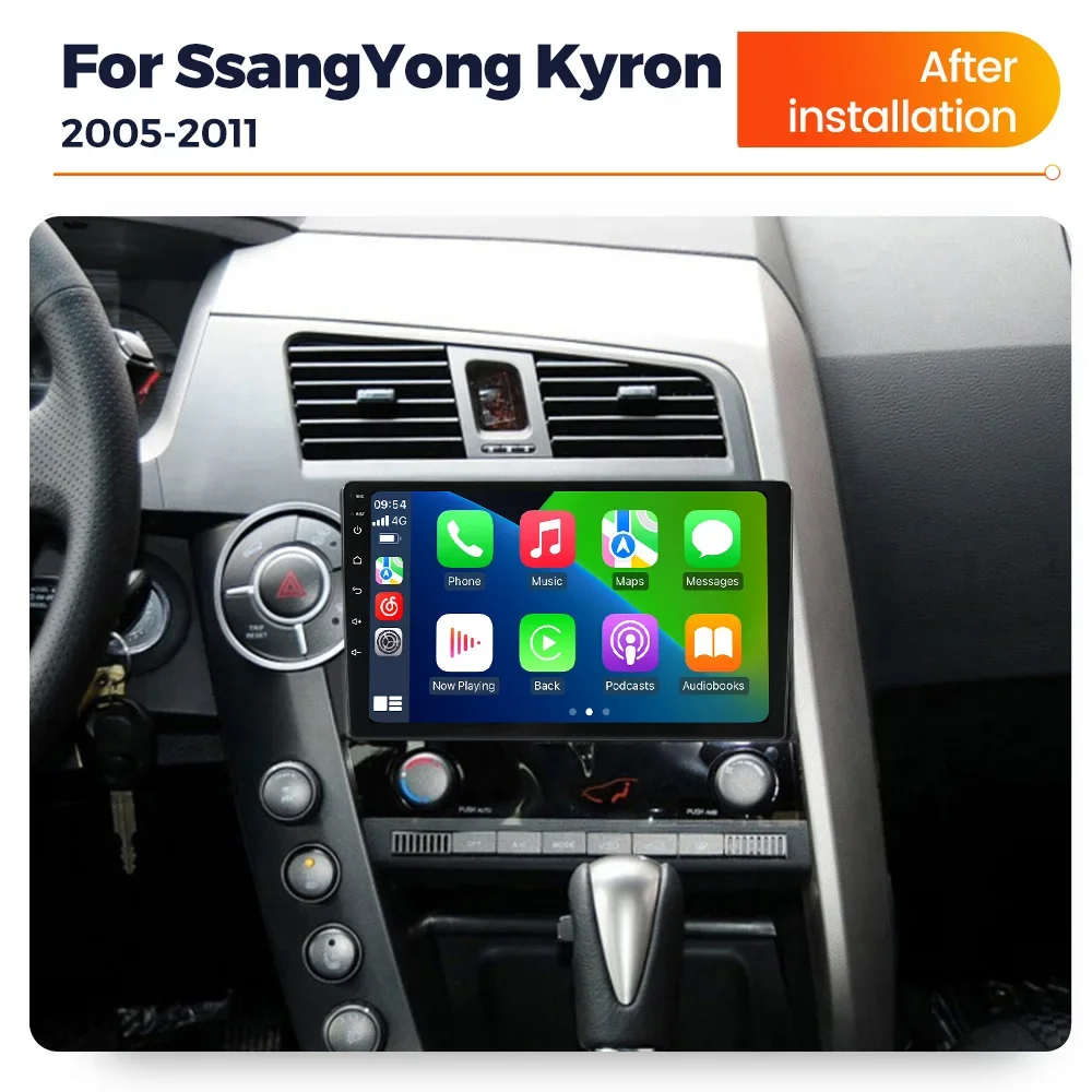 Android 15 IPS Screen Car Radio For SsangYong Kyron Actyon C100 2005 2006 2007-2011 Carplay Autoradio Central Multimedia Player