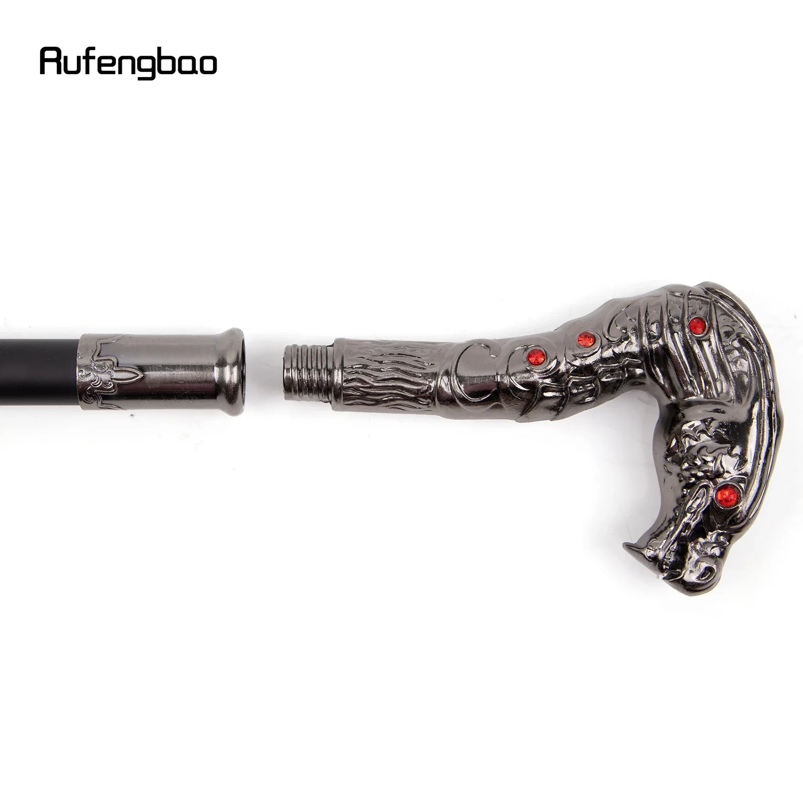 Red Eye Dragon Silber Luxus Spazierstock Party Mode Eleganter Spazierstock Dekorativer Cospaly Cane Knopf Crosier 93cm