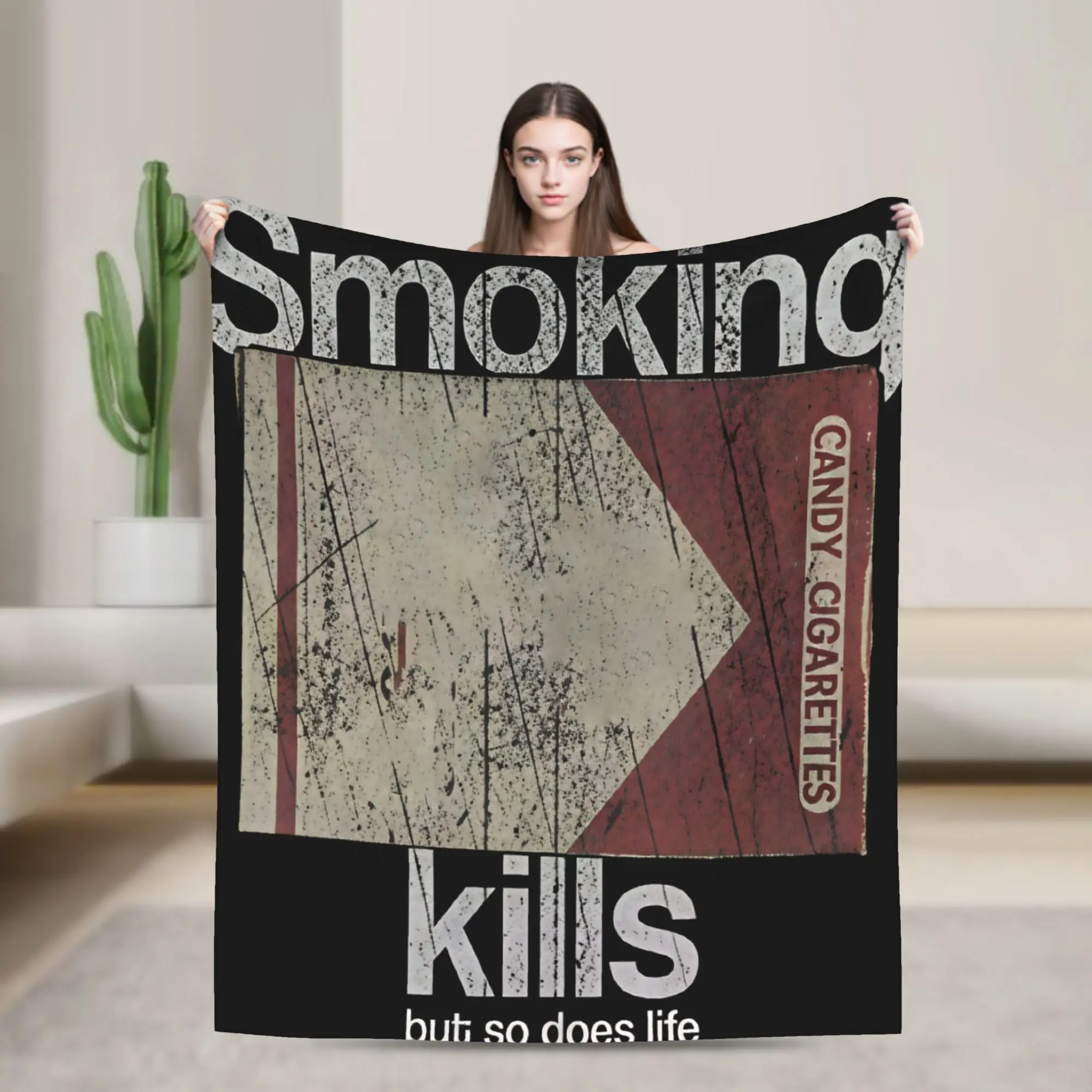 Super Soft Blanket Picnic Smoking Kills Candy Cigarettes Throw Blanket  Flannel Bedspread For Couch Chair Funny Sofa Bed Cover