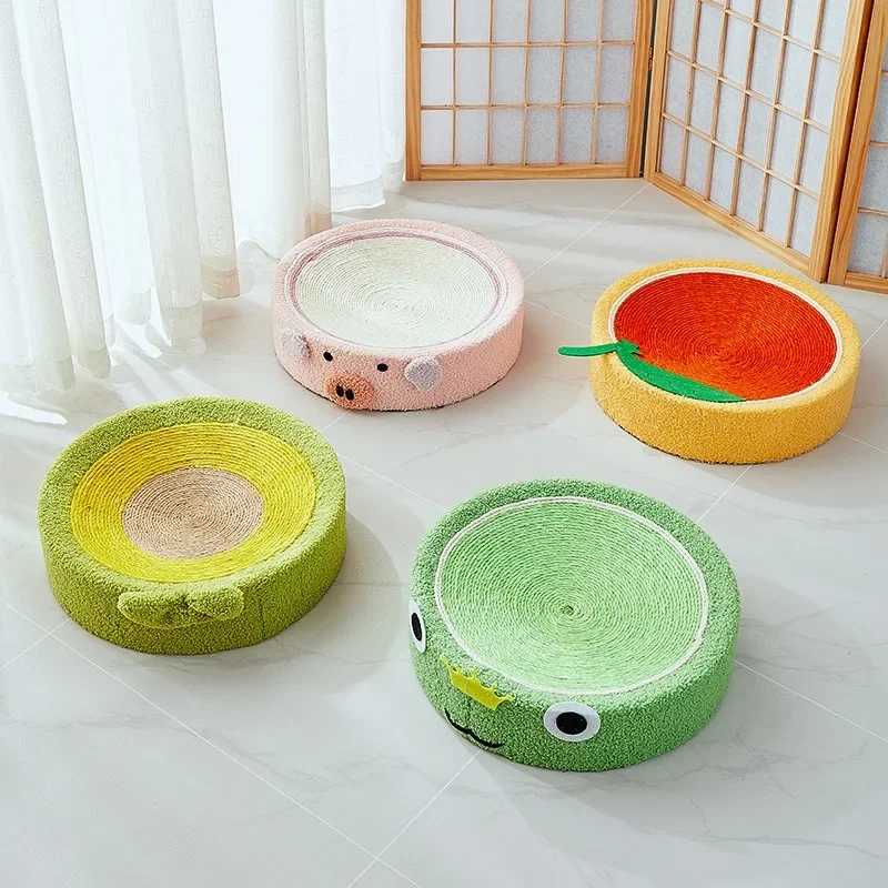 Round Cat Scratcher Pad Sisal Weave Cats Scratching Board 2 in 1 Cat House Grinding Claws Cats Training Toys Furniture Supplies