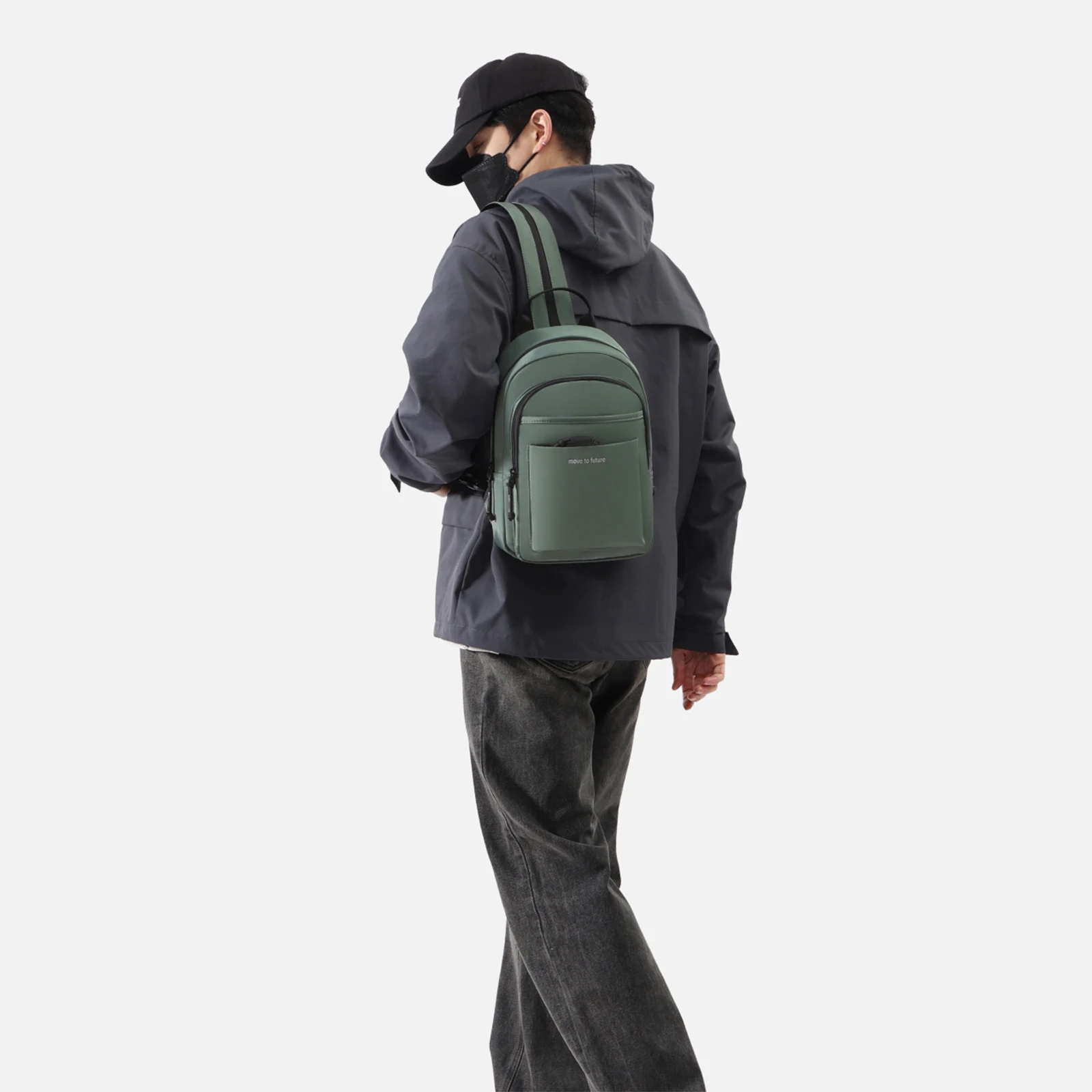 Sling Crossbody Bag Backpack for Men Waterproof Shoulder Daypack Motorcycle Lightweight Chest Bag for Travel Hiking Outing Fish