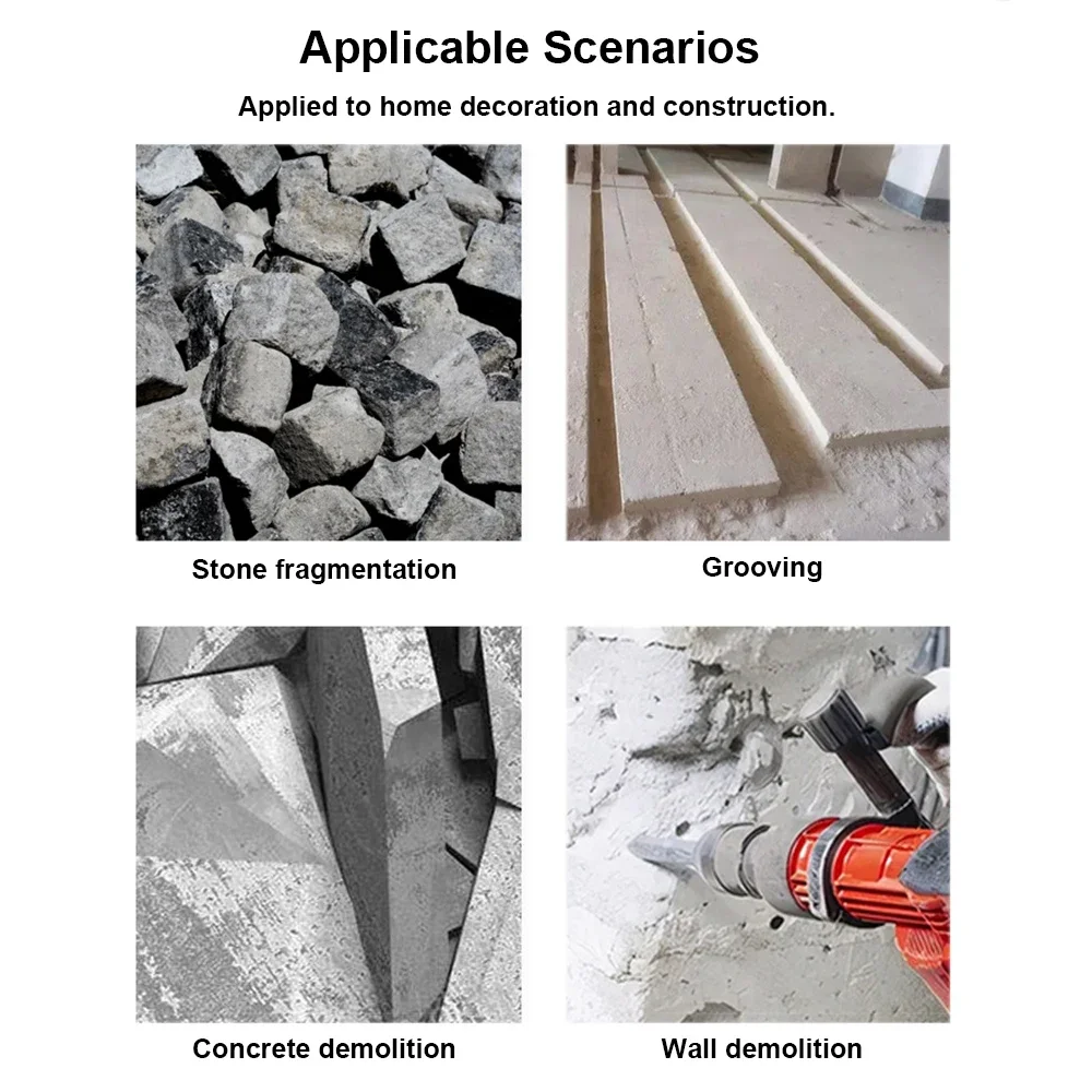 Broca de martelo elétrico redondo, cinzel, caixa de plástico, ponto de concreto, cinzel plano, perfuração, ranhuras com caixa, 17pcs