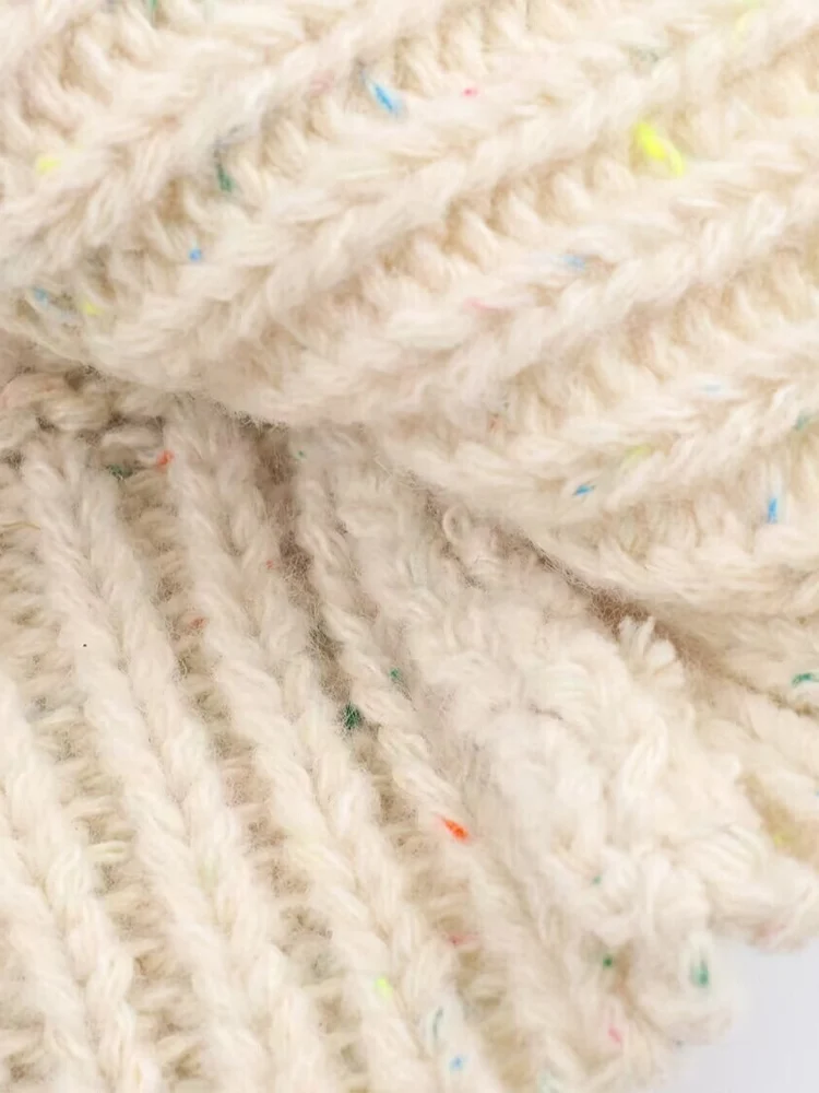 النمط الأوروبي والأمريكي الخريف موضة جديدة الملابس النسائية الخامس الرقبة طويلة الأكمام الصغيرة البولكا نقطة محبوك معطف فضفاض