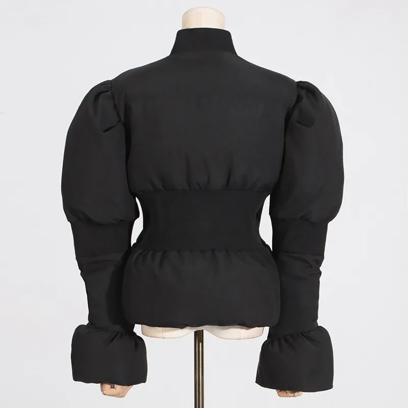Femmes manteau automne hiver nouveau décontracté à la mode polyvalent taille mince col montant court coton rembourré veste fermeture éclair haut à manches longues