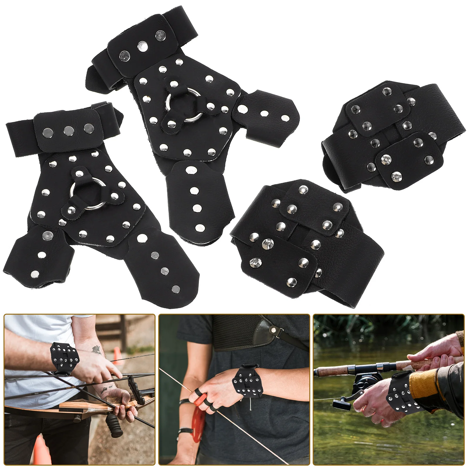 4 قطعة سوار معصم متين لصيد الأسماك قابل للتعديل لصيد الأسماك خفيف الوزن واقٍ من الصلب يدعم الصيد