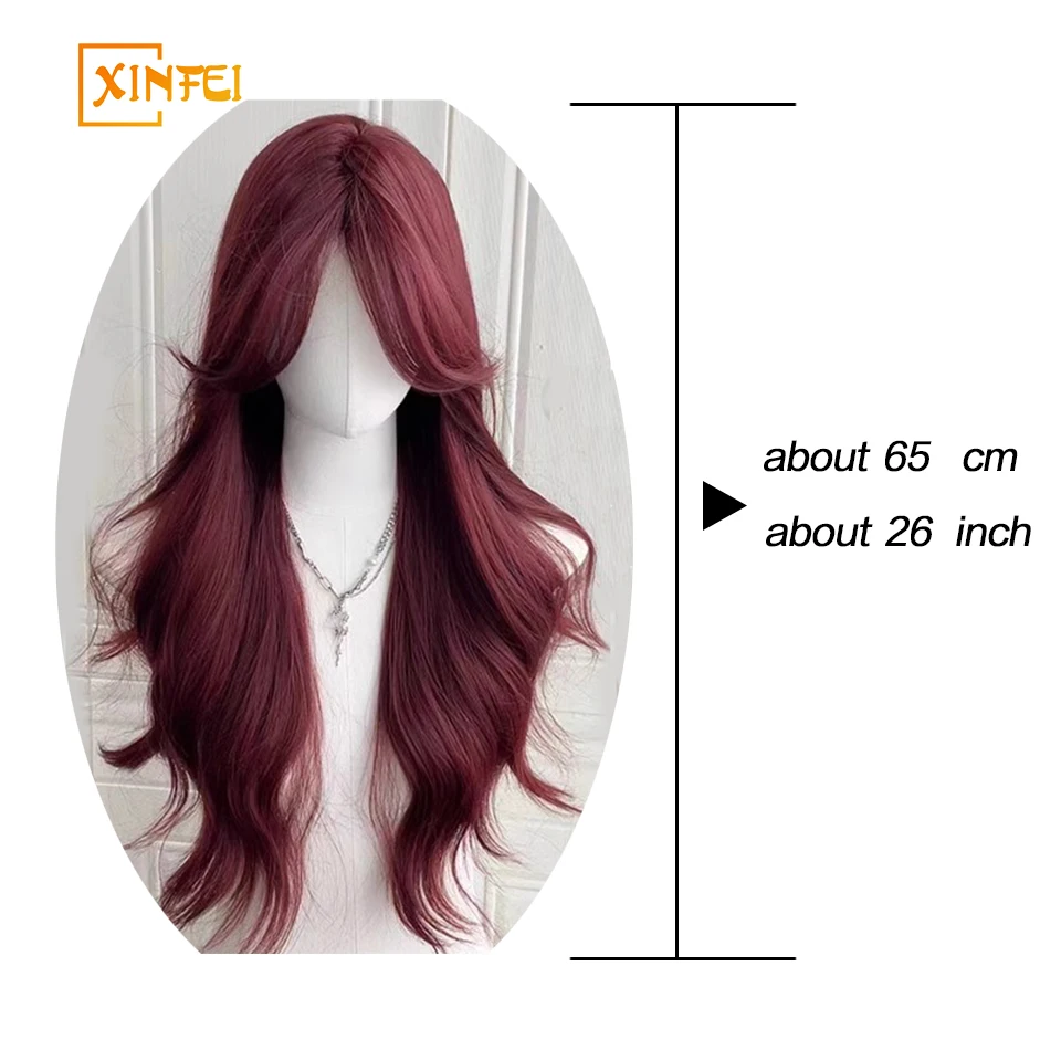 Long Body Wave Wig with Burgundy Raspberry Red Colorful Party Wig for Women Natural Daily Cosplay Synthetic Hair Heat Resistant