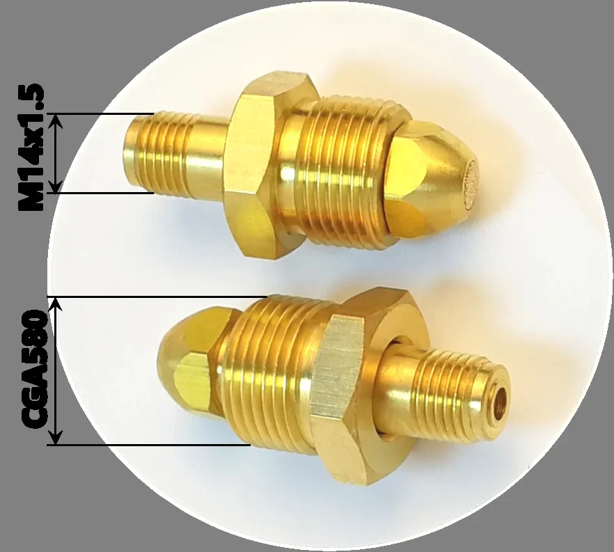 CGA580 Conversion Joint: American Argon CO2 Gas Cylinder Pipeline Outlet Internal Thread Conversion External Thread M14