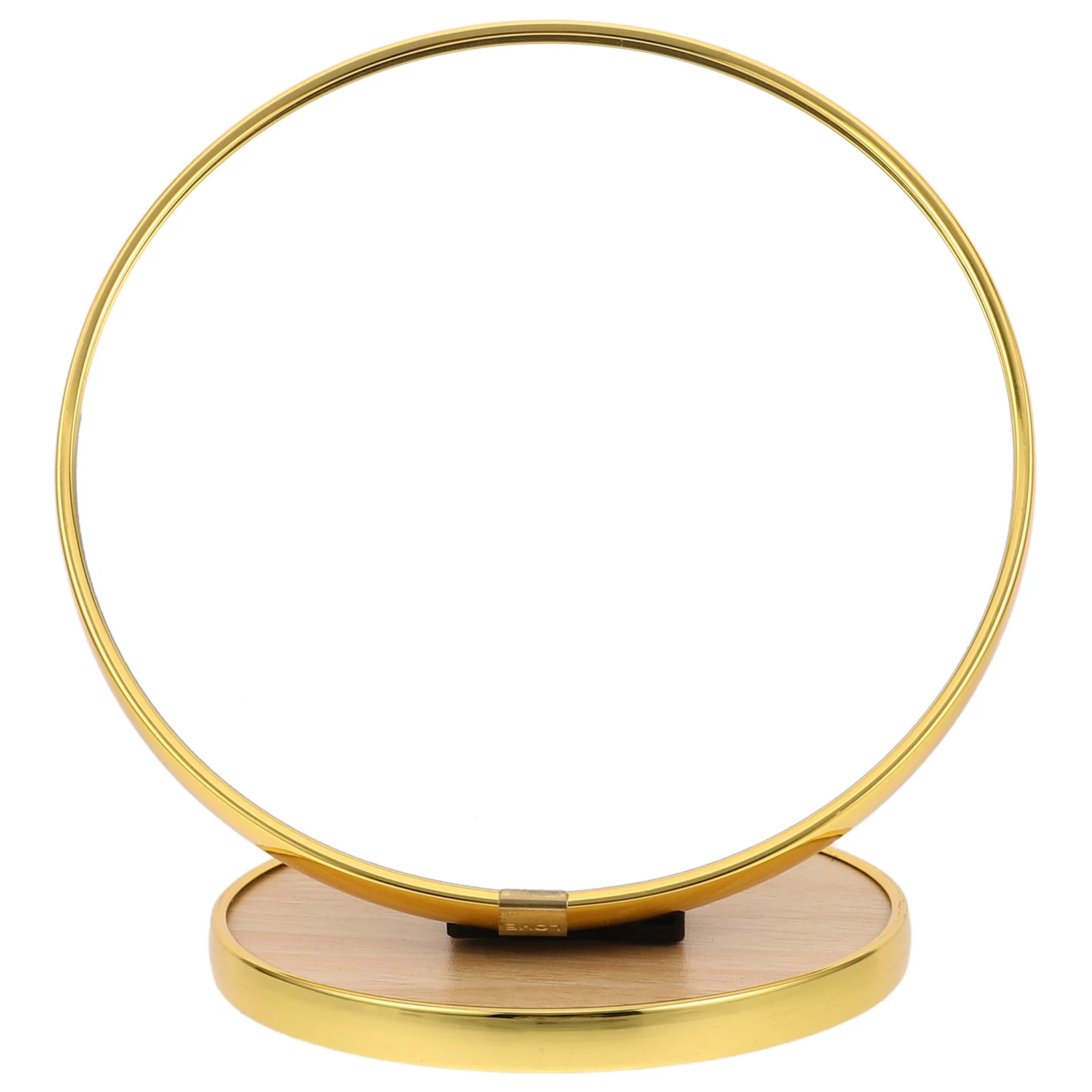 مرآة مستديرة محمولة مع حافة معدنية، تصميم قابل للطي، مرآة مكياج لسطح المكتب بزاوية قابلة للتعديل للحمام في المهجع #1