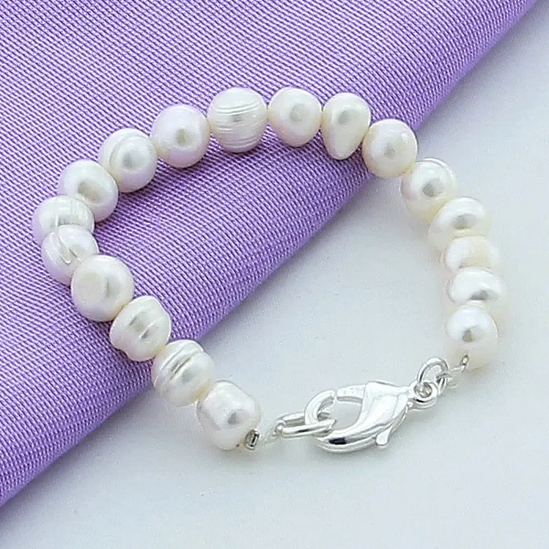 Zhubobo High Quality 925 Sterling Silver Natural Freshwater Pearl Charm Bracelet For Women Lady Trendy Jewelry