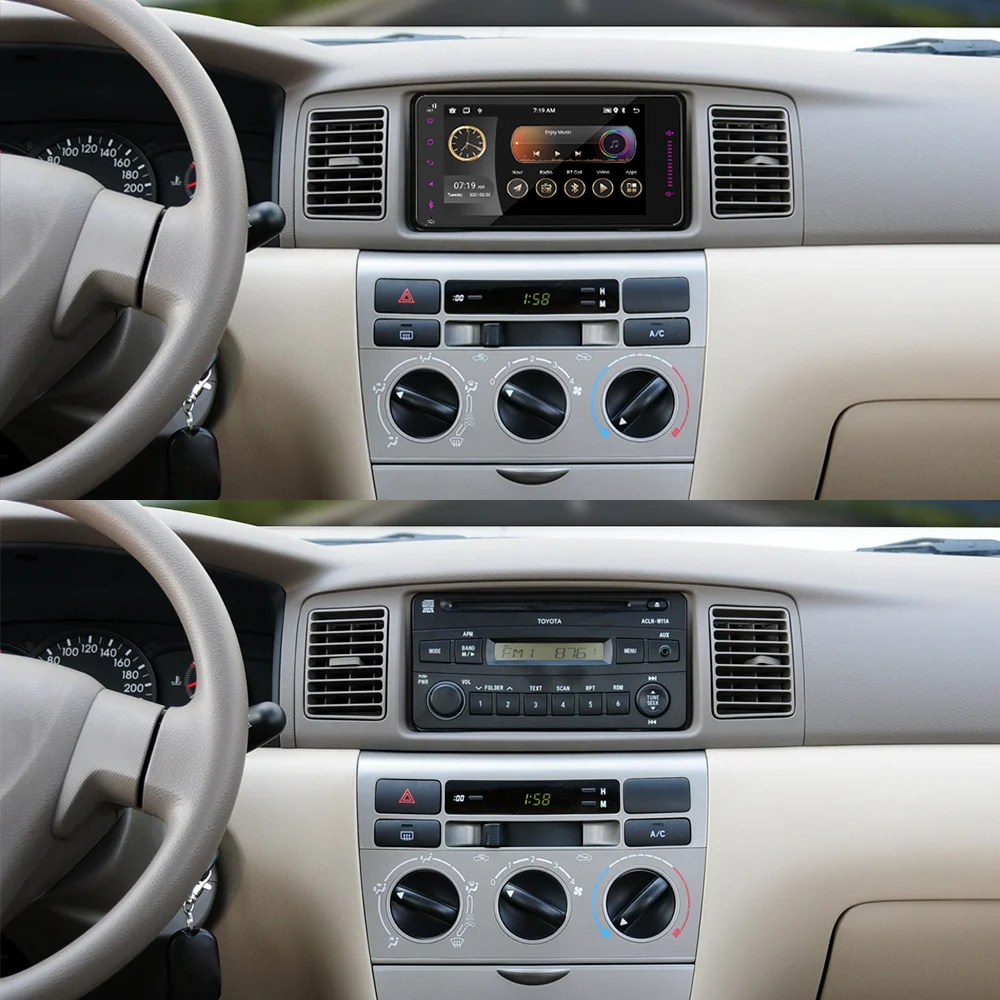 BQCC 7-inch Android Full Touch Screen Colorful lights WIFI GPS 1280x720 BT Car Stereo RDS BT FM Car Stereo for Toyota Corolla