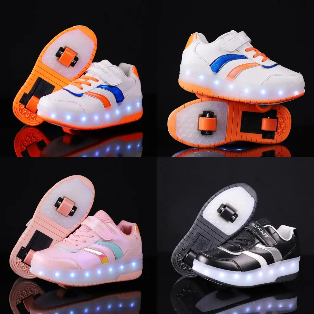 

Kids Roller Skate Casual Sneaker Outdoor Sports Boys Girls 2 Wheels Charging Wheels Shoes Footwear Children Toys Gift Led Light