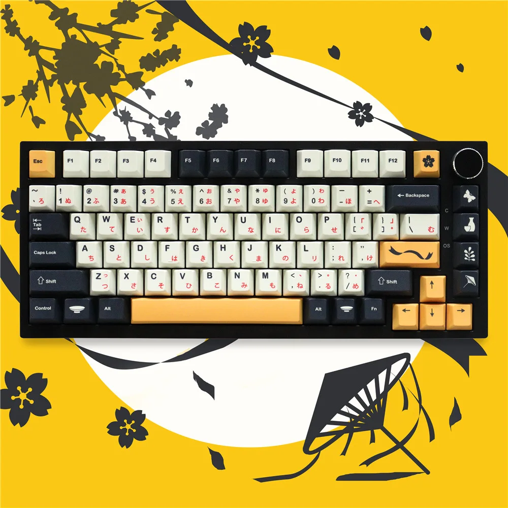 Matsu keycap original height PBT sublimation small full set of mechanical keyboard cap 64/87/980